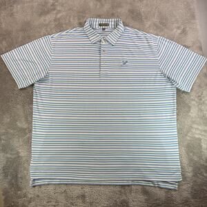 Peter Millar Summer Comfort Performance Polo Shirt Blue White Striped Size 2XL